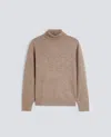 Aspesi Turtleneck Jumper In Wool, Yak And Cashmere Blend In Brown