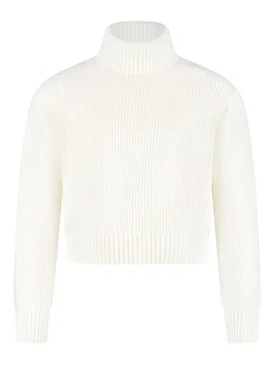 Aspesi Turtleneck Ribbed Sweater In White