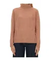 Aspesi High-neck Wool Jersey With Ribbed Hem In Pink