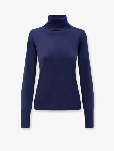 Aspesi Turtleneck Virgin Wool Sweater In Blue
