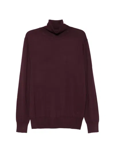 Aspesi Turtle-neck Wool Sweater In Burgundy