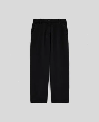 Aspesi Twill Cropped Trousers In Black