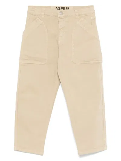 Aspesi Kids' Twill Trousers In Brown