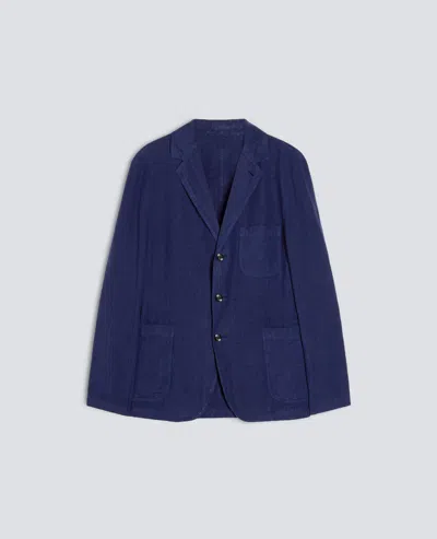 Aspesi Unlined Linen Blazer In Blue