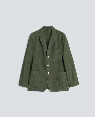 Aspesi Unlined Linen Blazer In Green