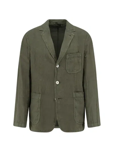 Aspesi Samuraki Linen Blazer In Green