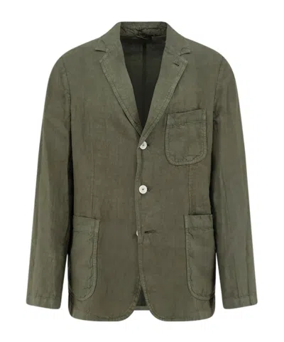 Aspesi Samuraki Linen Blazer In Green