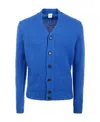 Aspesi Rib Trim Slim Buttoned Knit Cardigan In Blue
