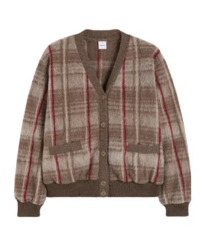 Aspesi V-neck Checked Sweater In Brown