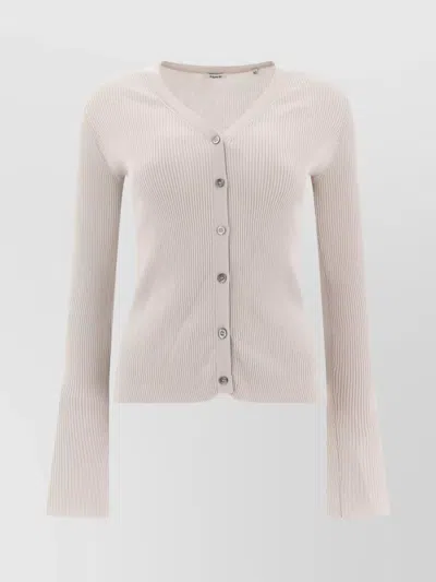 ASPESI V-NECK COTTON CARDIGAN RIBBED TEXTURE