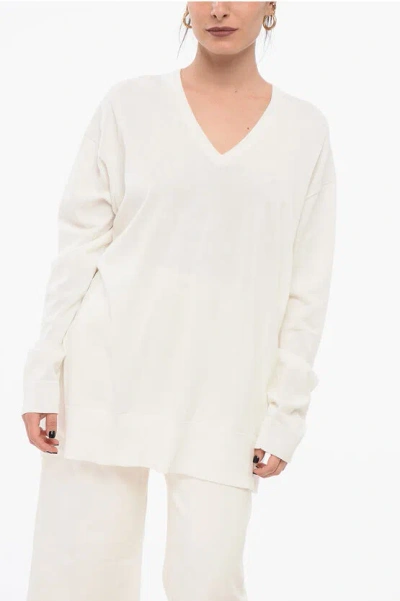 Aspesi V Neck Cotton Sweater In White