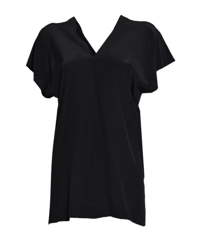 Aspesi V-neck Crepe Silk Blouse In Black