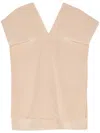 Aspesi V-neck Crepe Silk Blouse In Neutrals