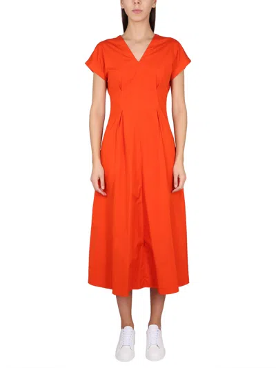 Aspesi V-neck Dress In Arancio