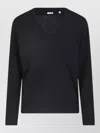 Aspesi V-neck Long-sleeve Knit Top In Black