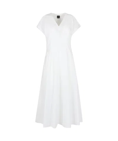 Aspesi V-neck Pleated Dress In White