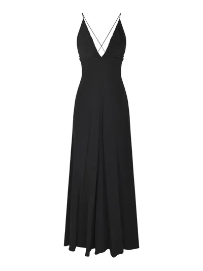Aspesi V-neck Sleeveless Long Dress In Nero/black