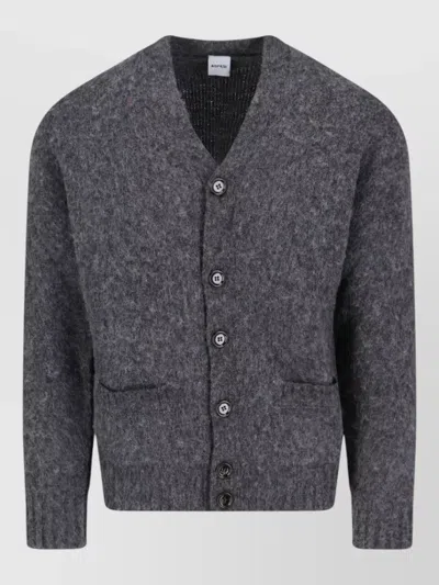 Aspesi V Neck Straight Jacket Front Pockets Ribbed In Gray