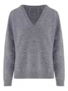 Aspesi Wool Sweater With V-neck In Blue