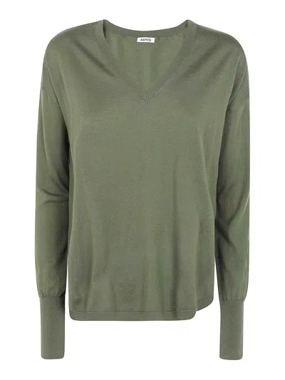 Aspesi V Neck Sweater In Green