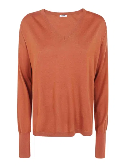 Aspesi V Neck Sweater In Orange