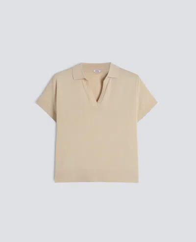 Aspesi V-neck Sweater With Collar In Pure Cotton Yarn In Neutral