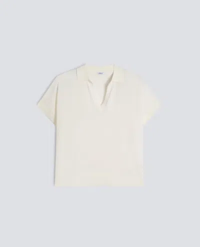 Aspesi V-neck Sweater With Collar In Pure Cotton Yarn In Neutral