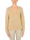 Aspesi Textured Knit V-neck Sweater With Long Sleeves In Yellow