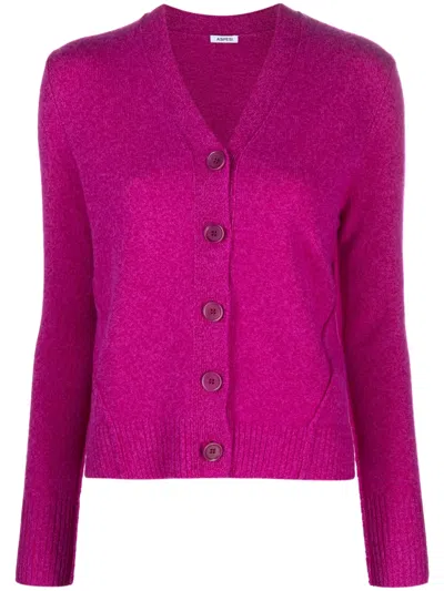 Aspesi V-neck Wool Cardigan In Pink