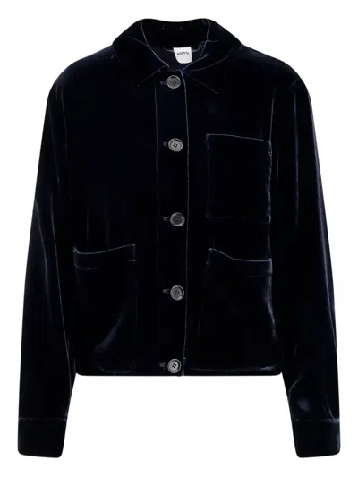 Aspesi Velvet Blazer In Blue