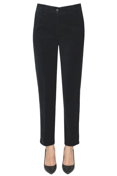 Aspesi Velvet Chino Trousers In Blue