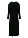 Aspesi Velvet Dress With Long Sleeves And Round Neckline In Black