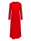 Aspesi Midi Dress With Round Neckline And Three-quarter Sleeves In Red