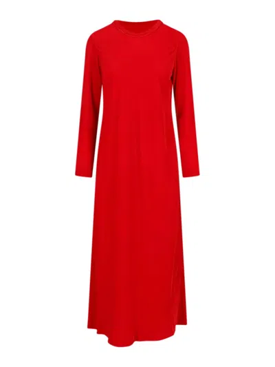 Aspesi Velvet Midi Dress In Red