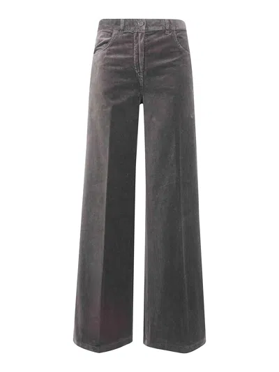 Aspesi Velvet Wide Leg Trousers In Green