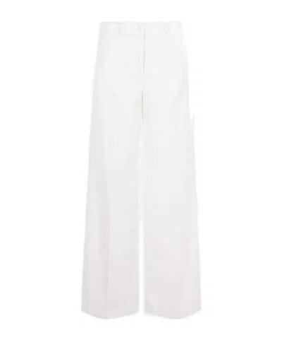 Aspesi Velvet Wide-leg Casual Trousers In White