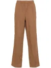 Aspesi Trousers Featuring Elastic Waistband And Wide Leg In Brown