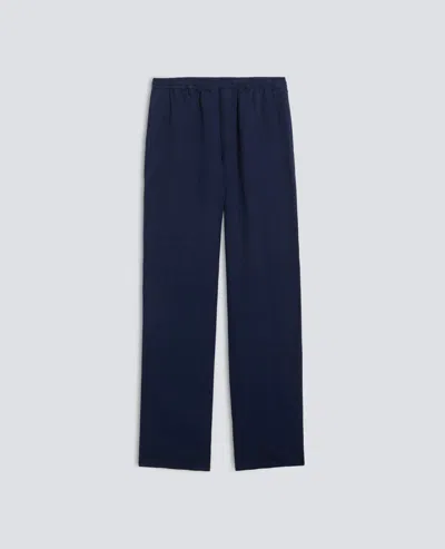 Aspesi Ventura Trousers In Garment-dyed Compact Linen Canvas In Blue