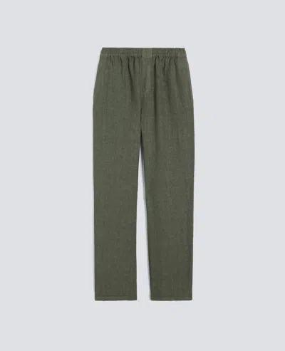 Aspesi Ventura Trousers In Garment-dyed Compact Linen Canvas In Green