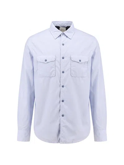 Aspesi Vertical-stripe Chest-pockets Shirt In Blue