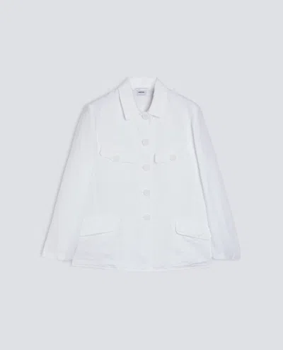 Aspesi Veste Simple Boutonnage En Lin Slub Teint Ala Teinte In White