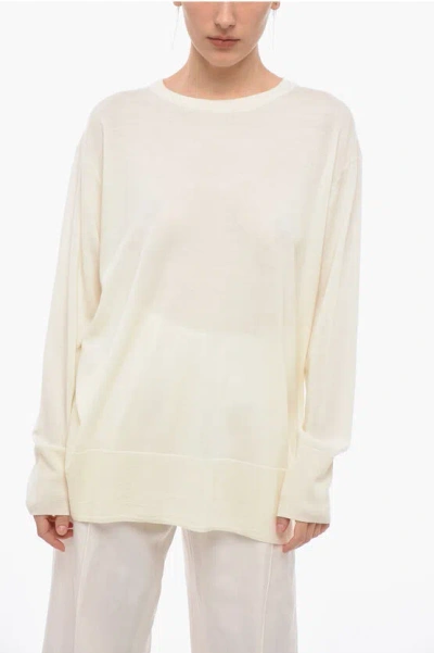 Aspesi Virgin Wool Crewneck Sweater In White