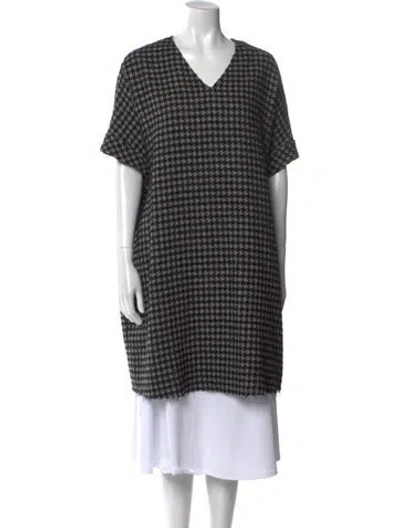 Pre-owned Aspesi Virgin Wool Houndstooth Print Sweater In Black