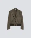 Aspesi Check-pattern Virgin Wool Jacket In Gray