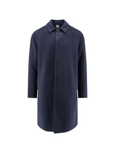 Aspesi Virtuoso Single-breasted Concealed-fastening Coat In Blue