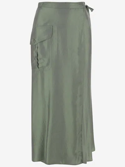 Aspesi Viscose Blend Long Skirt In Verde