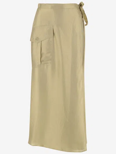 Aspesi Viscose Blend Long Skirt In Ocra