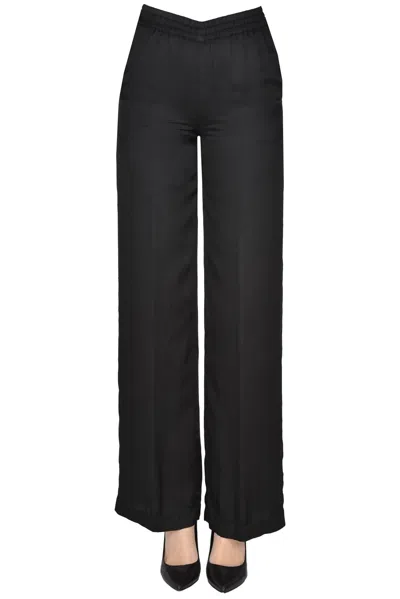 Aspesi Viscose Satin Trousers In Black