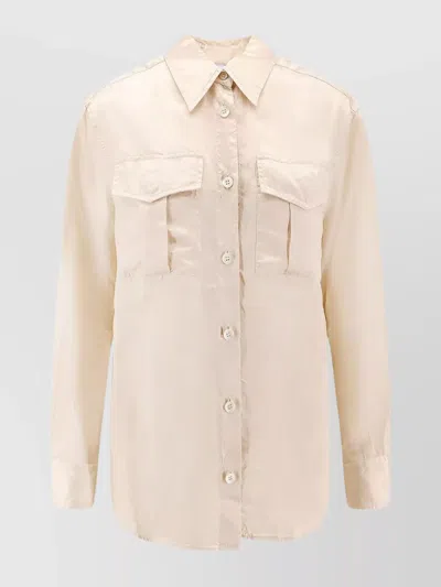 Aspesi Viscose Shirt Chest Pockets In Neutral