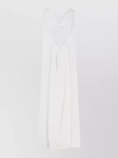 Aspesi Vissuto Linen Dress Cutout Back Tie In White